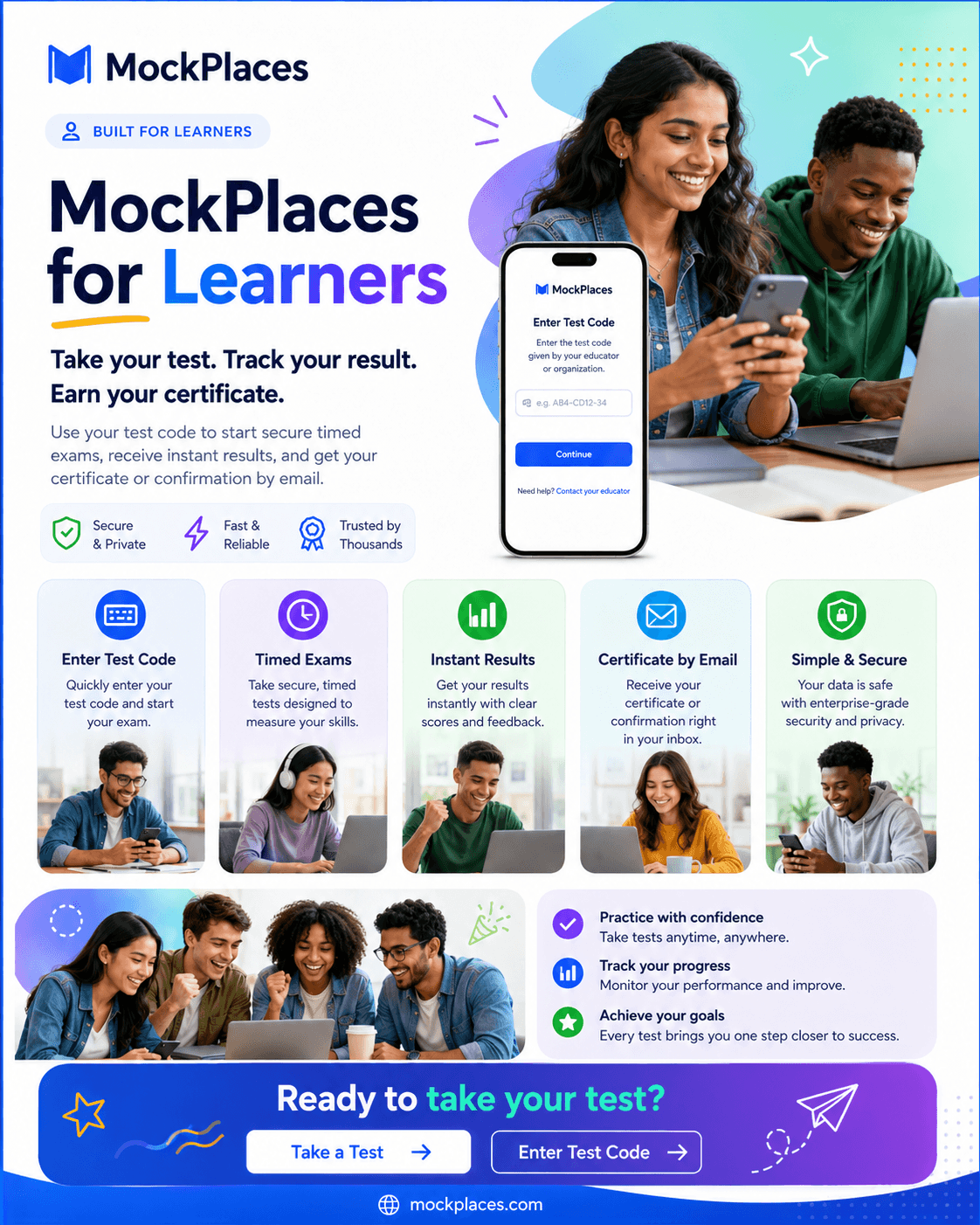 MockPlaces learner experience preview